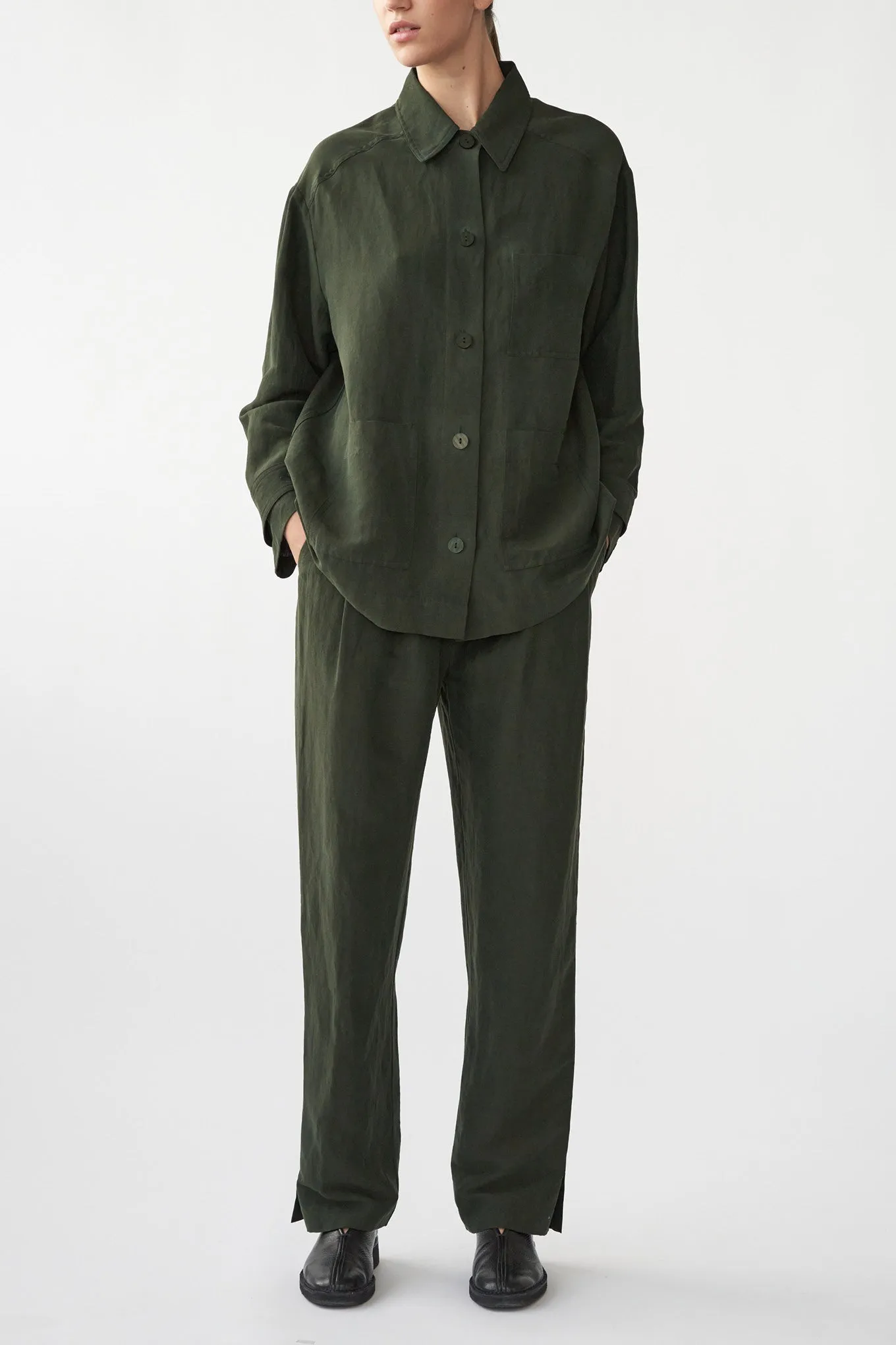 HARRY PANTS - FOREST GREEN - SILK/LINEN