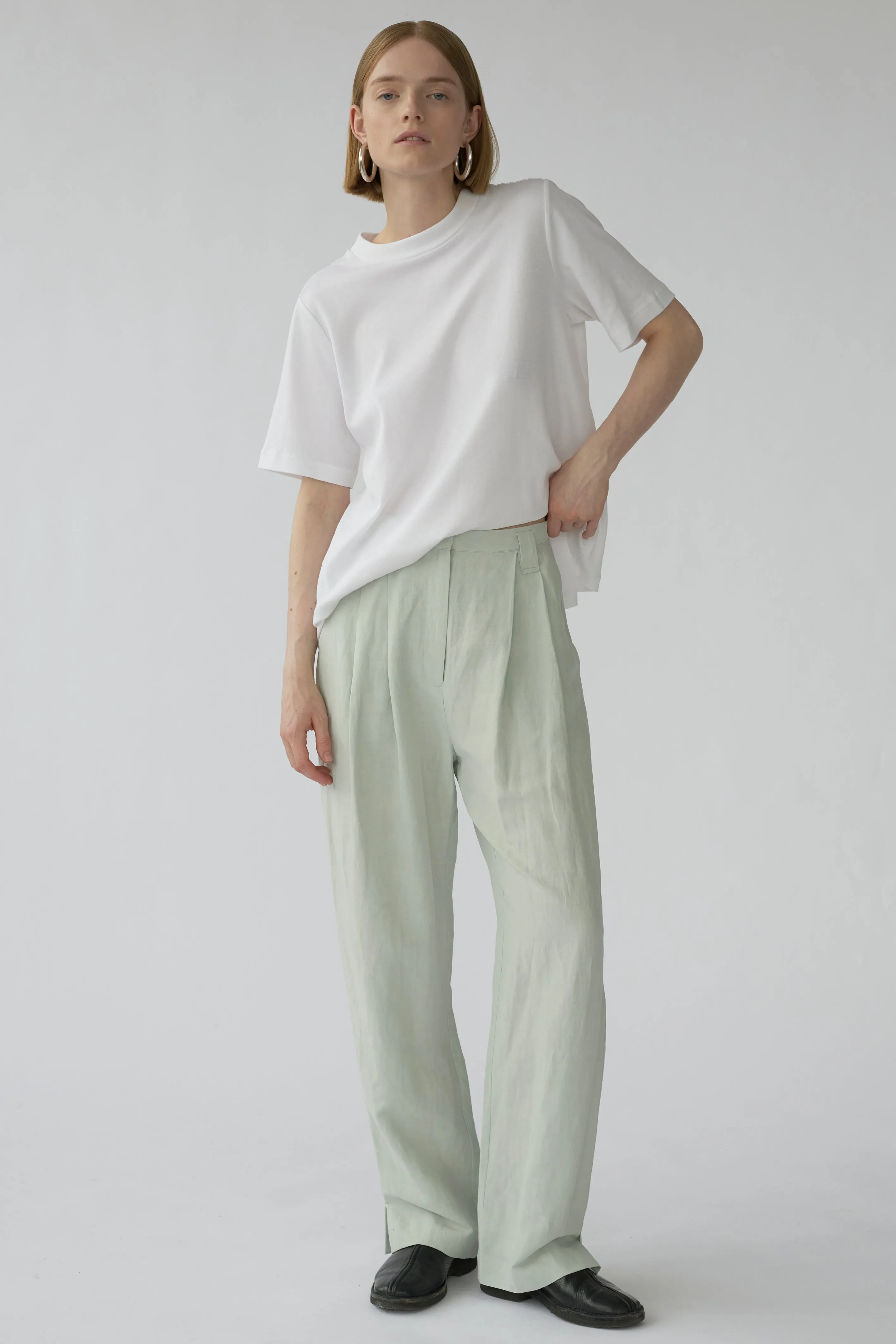 HARRY PANTS - MINT GREY - SILK/LINEN