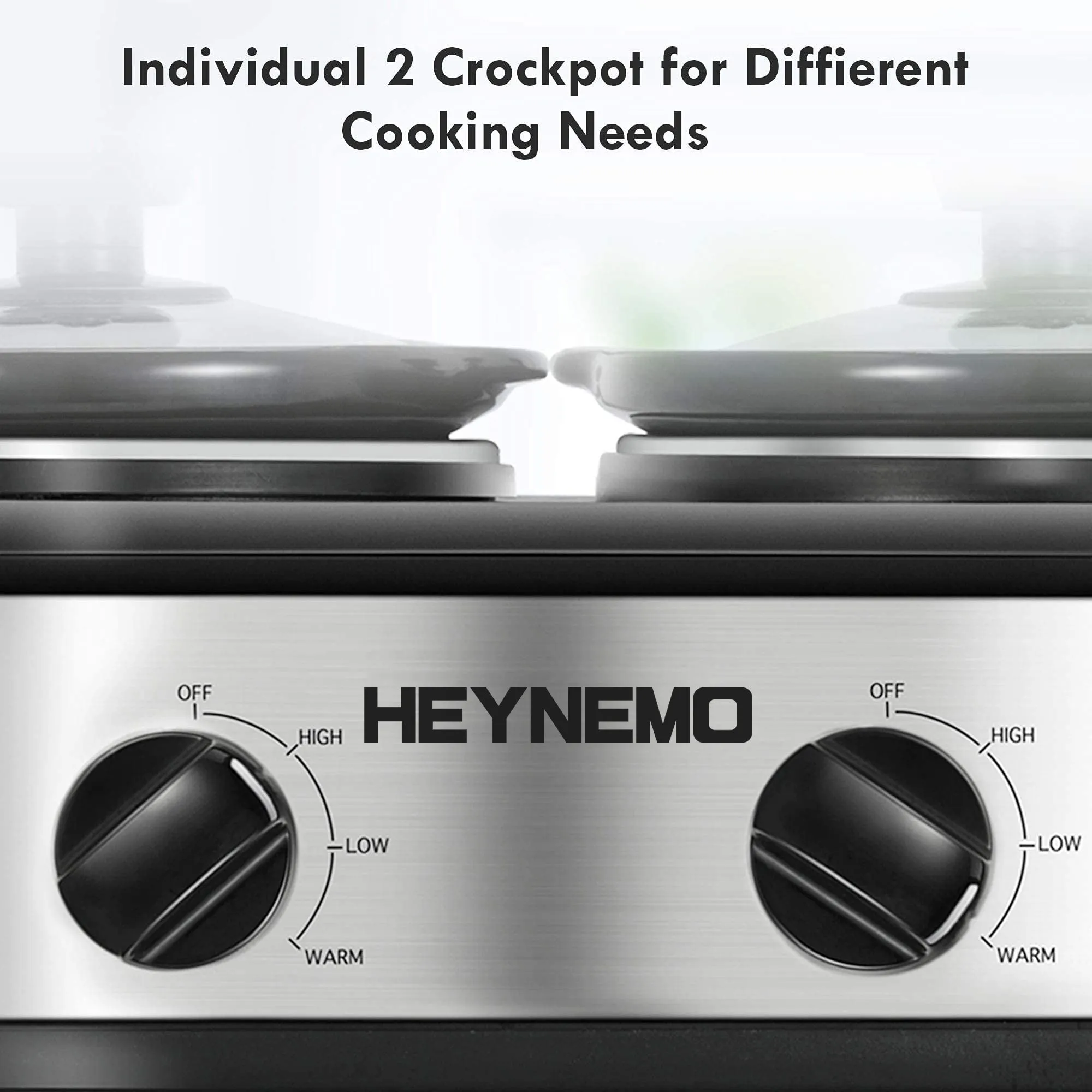 Heynemo Double Slow Cooker Buffet Servers and Food Warmers 2 x 1.25 QT