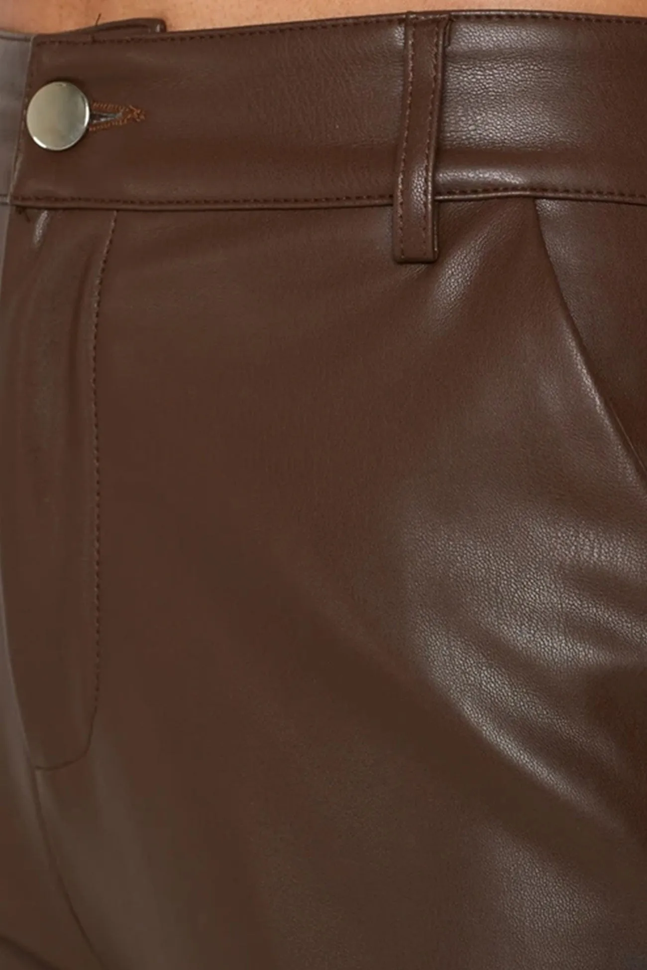 High Waist Wide Leg Leather Pants