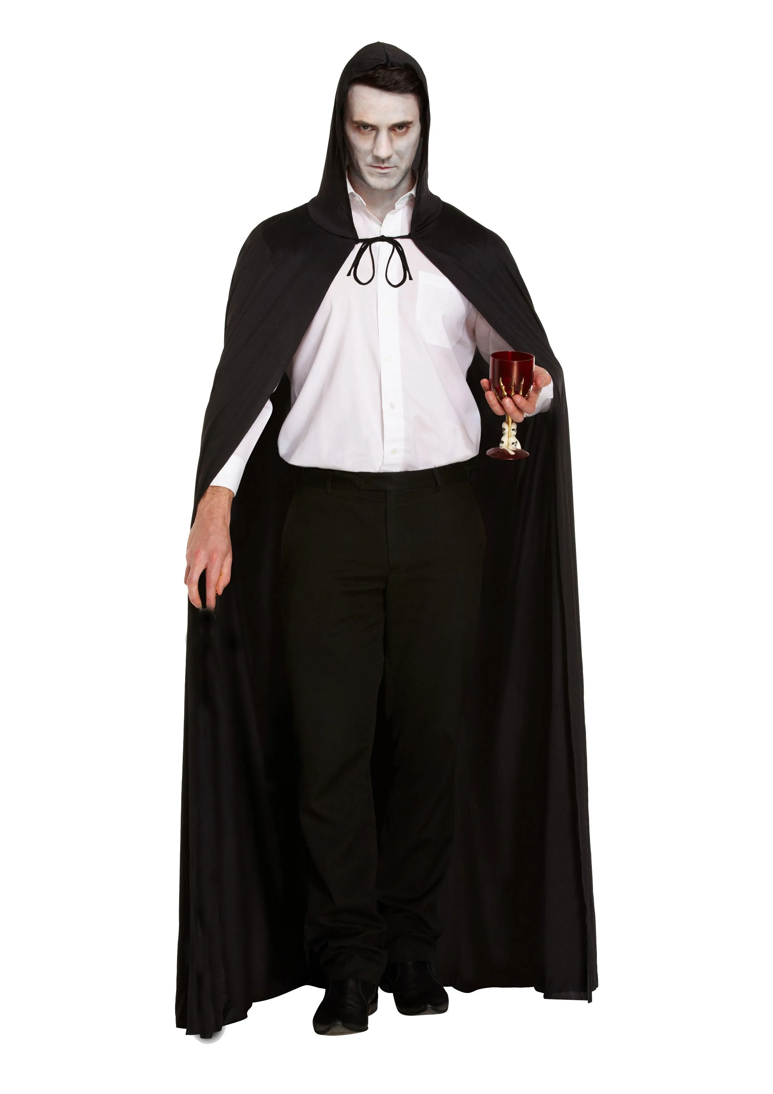 Horror Costume Set: Long Black Cape with Hood, Bleeding Scream Mask, and Fake Bloody Knife