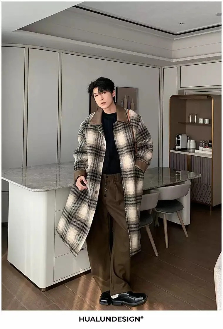 Hua Plaid Blend Wool Long Coat