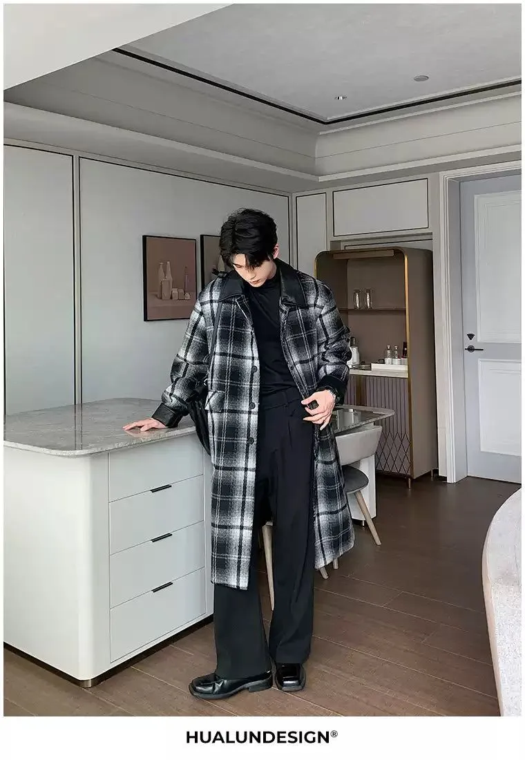 Hua Plaid Blend Wool Long Coat