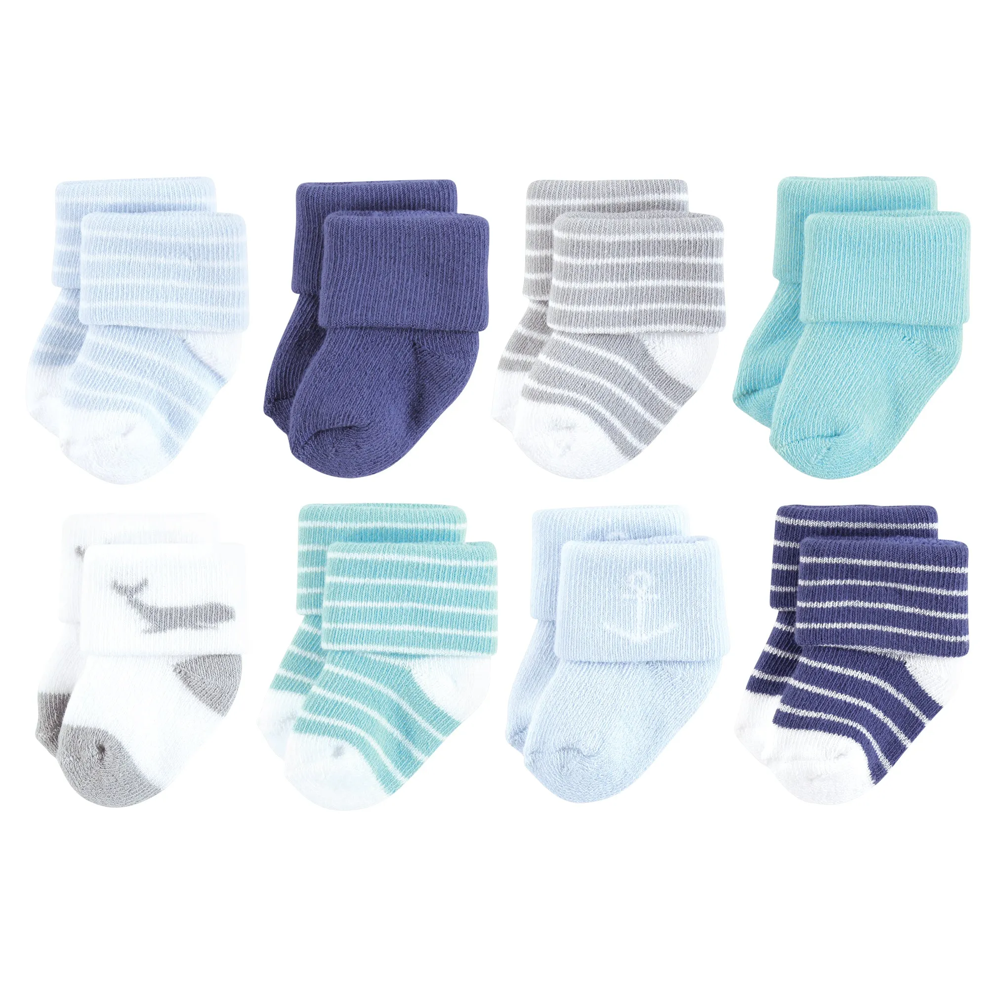 Hudson Baby Cotton Rich Newborn and Terry Socks, Gray Whale