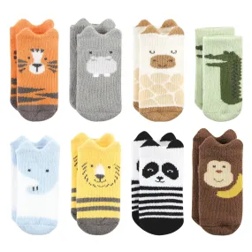 Hudson Baby Cotton Rich Newborn and Terry Socks, Zoo Animals