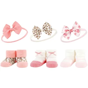 Hudson Baby Headband and Socks Giftset, Blush Rose