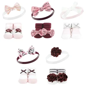 Hudson Baby Headband and Socks Set, Rose