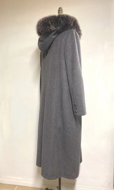 Ida - Full Length Coat -50% Cashmere and Wool Blend - Detachable Hood