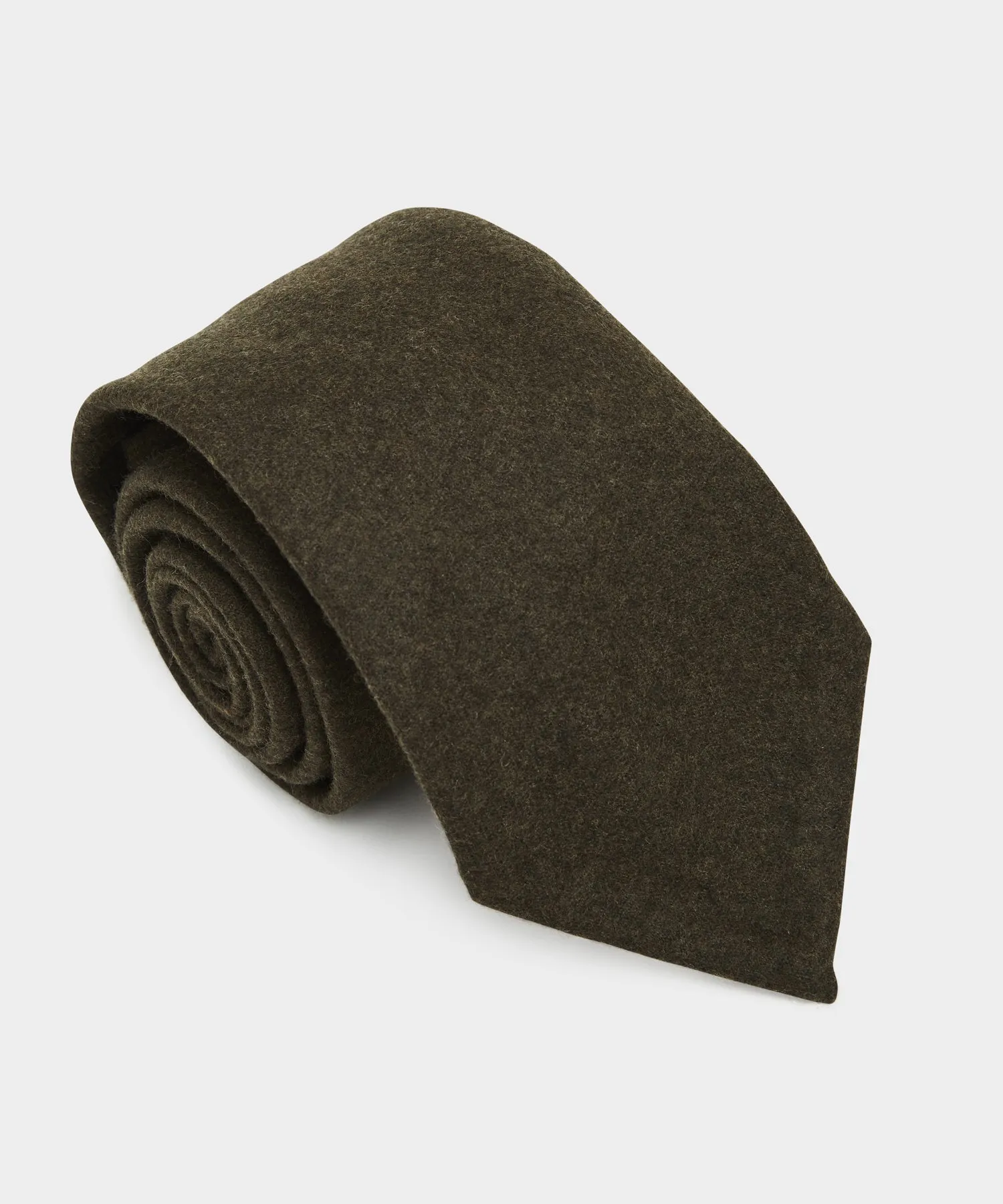 Italian Wool Flannel Tie in Olive