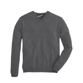 James V-Neck Cashmere Sweater - Heather Charcoal Grey