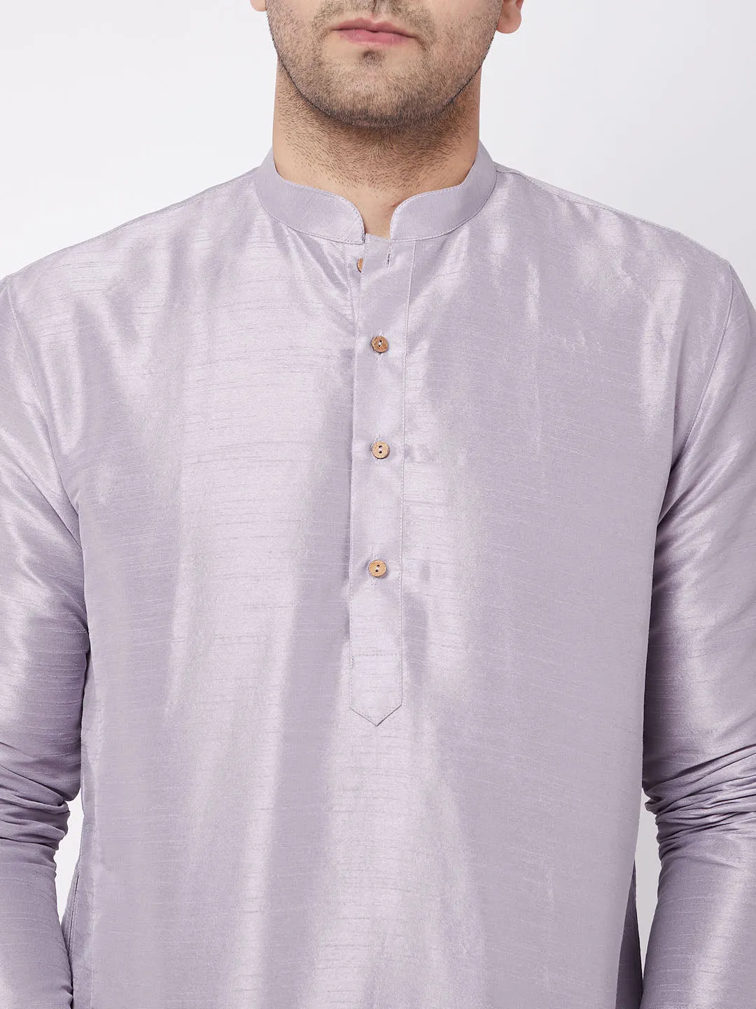 Jashvi Men's Lavender Silk Blend Kurta and Pyjama Set