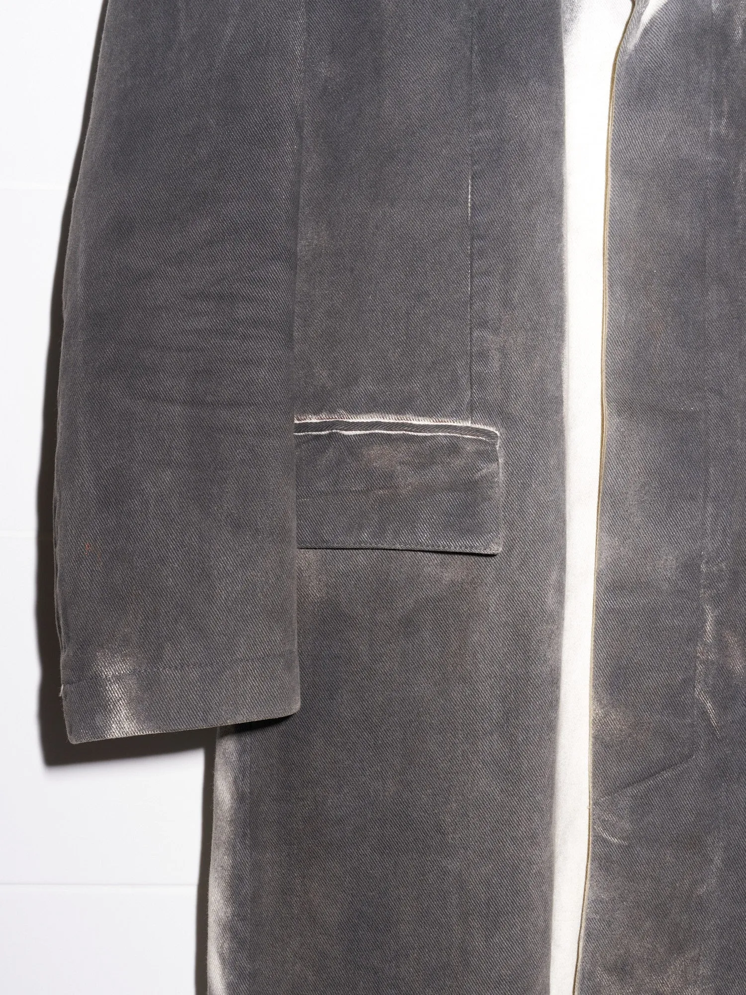 Jean Colonna mottled grey wool overdyed covered placket coat - size 42