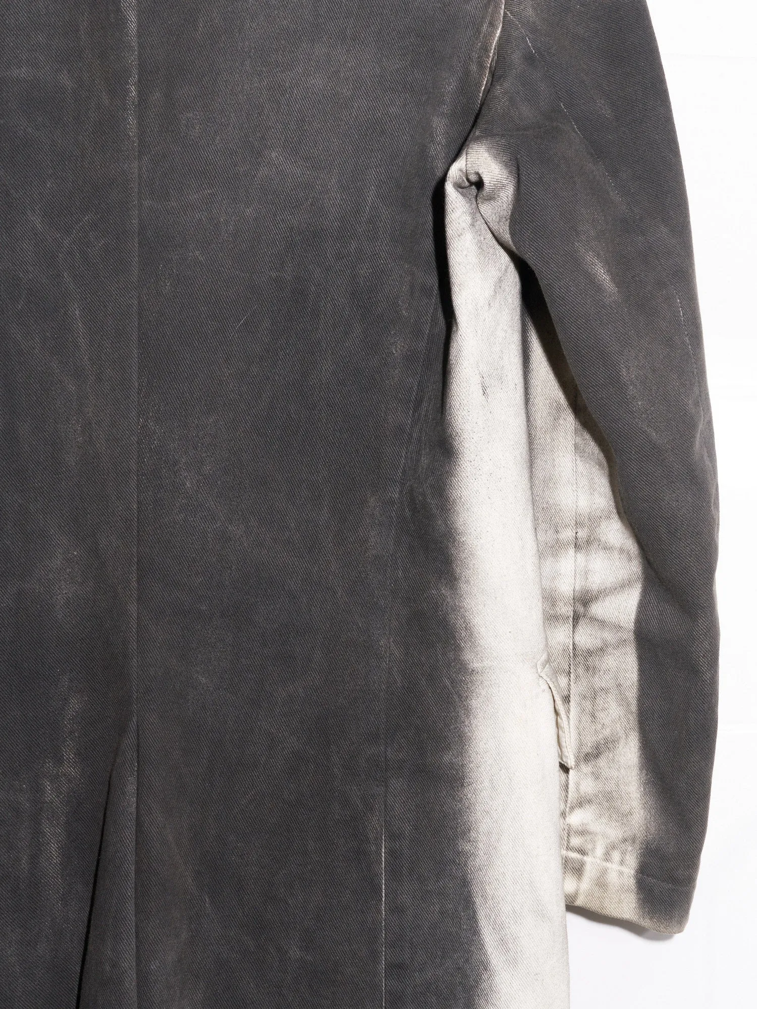 Jean Colonna mottled grey wool overdyed covered placket coat - size 42