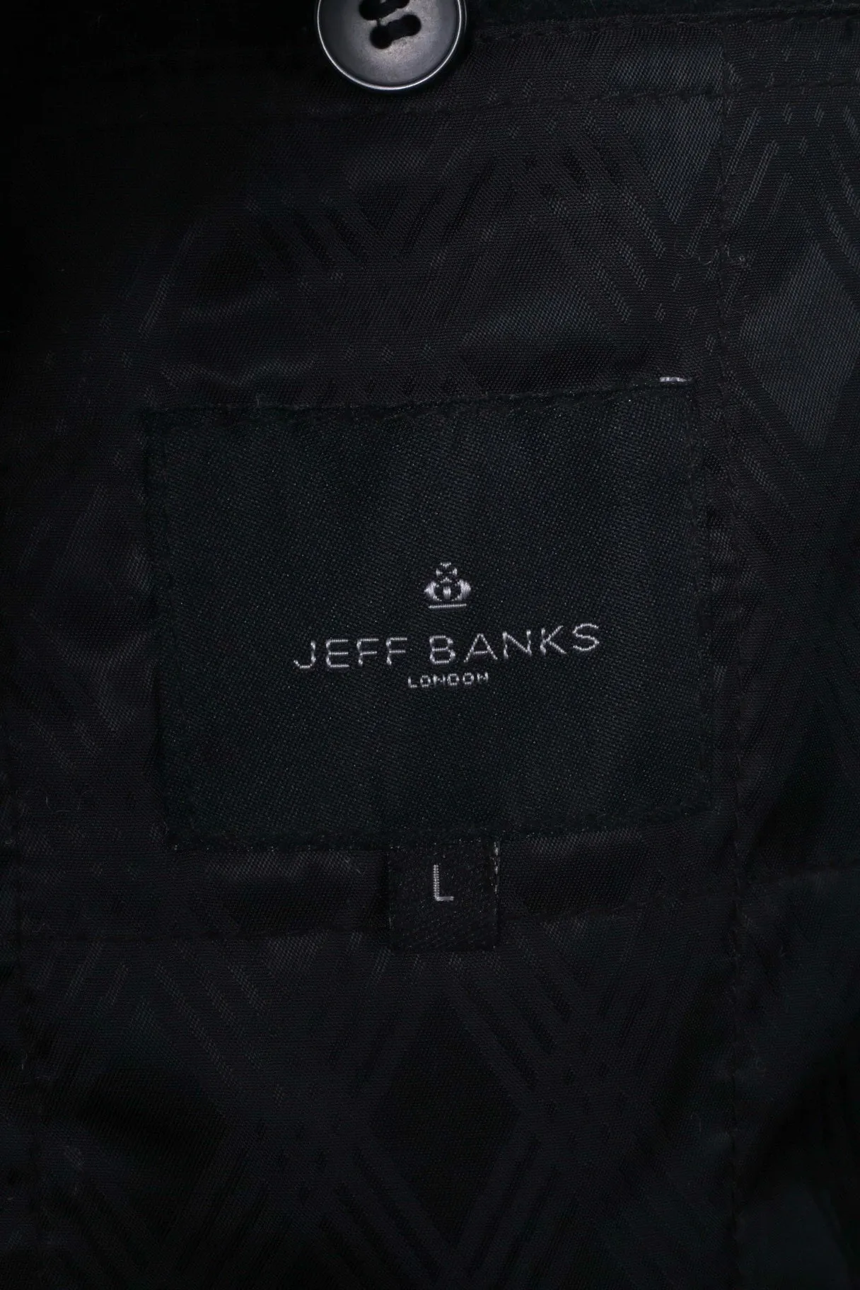 Jeff Banks Mens L Coat Charcoal Full Zipper Classic Wool Cashmere Blend Top