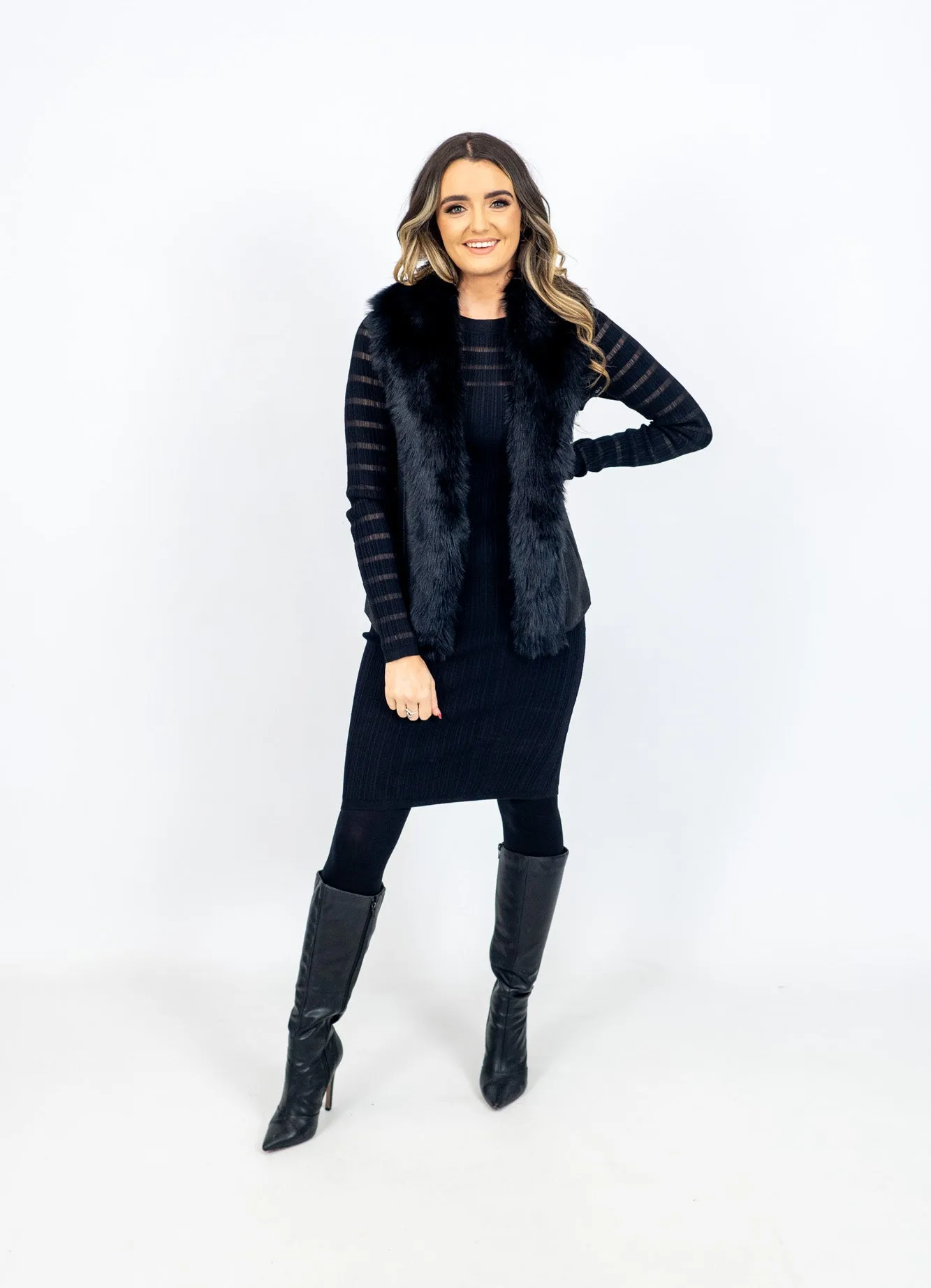 Joseph Ribkoff Faux Fur Vest Top