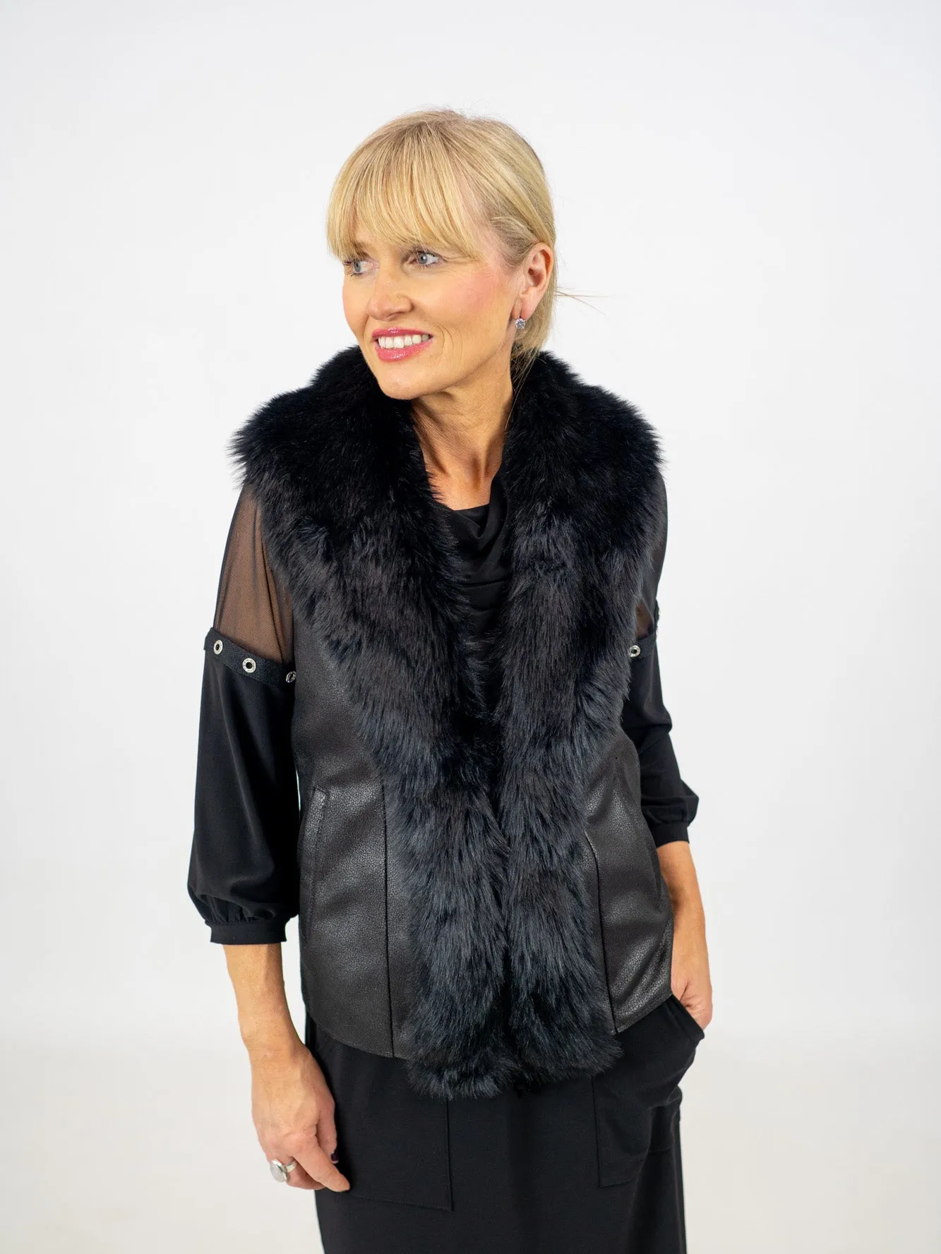 Joseph Ribkoff Faux Fur Vest Top