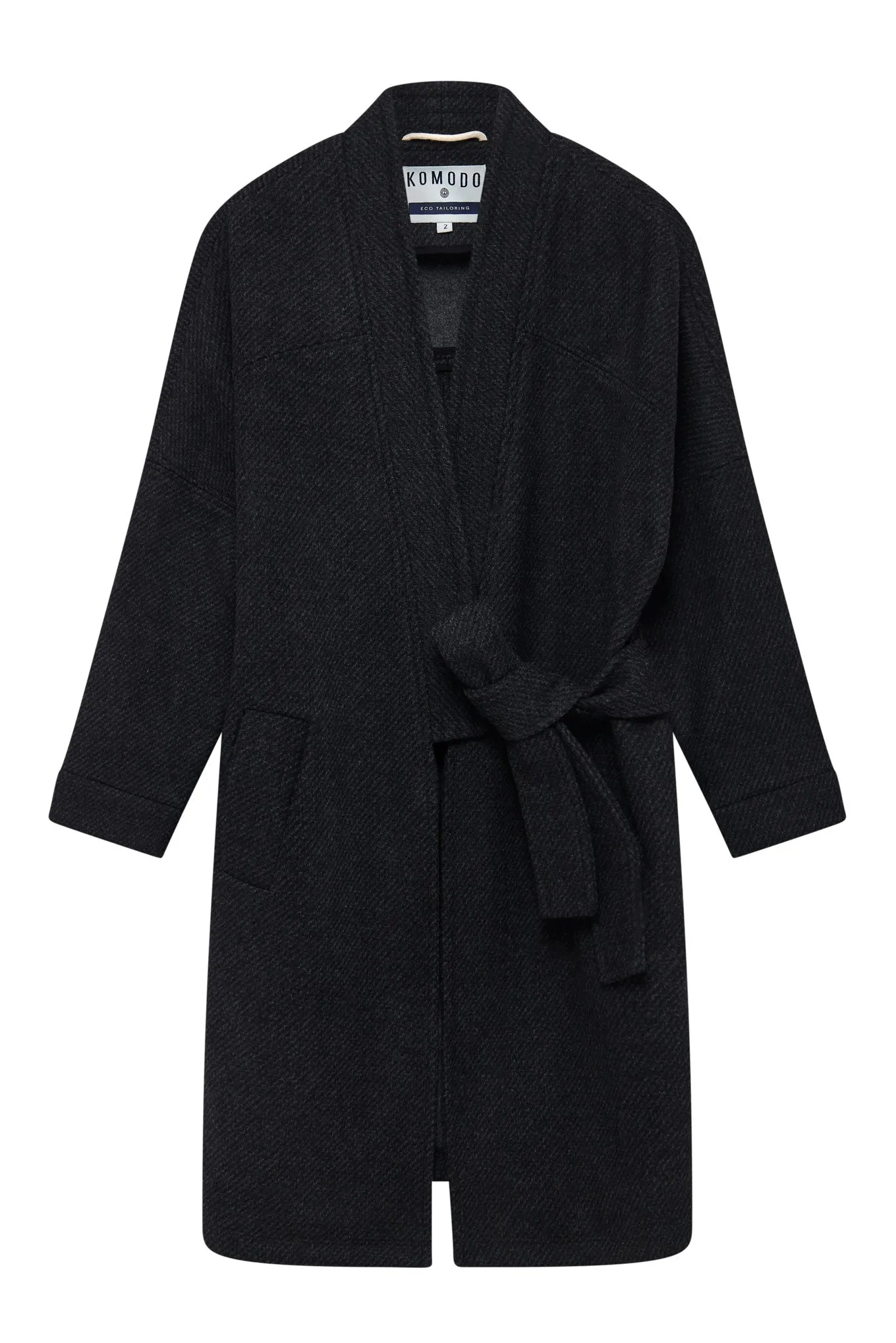 KAIA - Wool Blend Twill Coat Charcoal