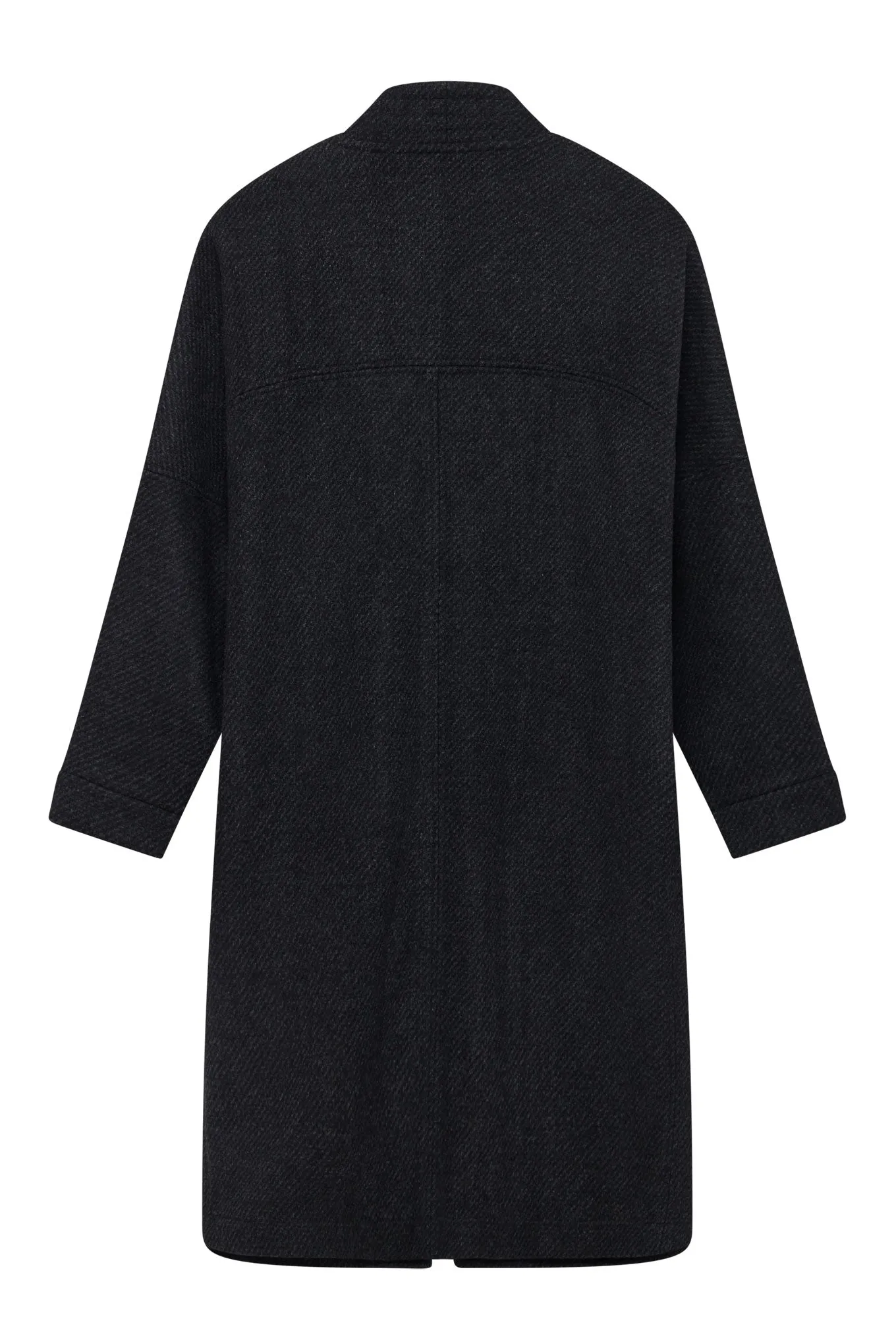 KAIA - Wool Blend Twill Coat Charcoal