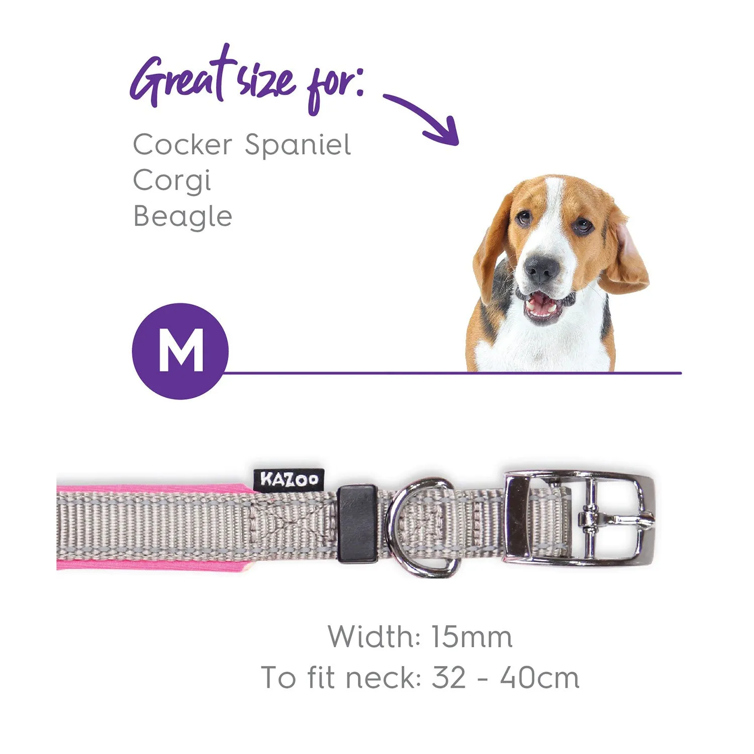 Kazoo Active Dog Collar Silver & Pink