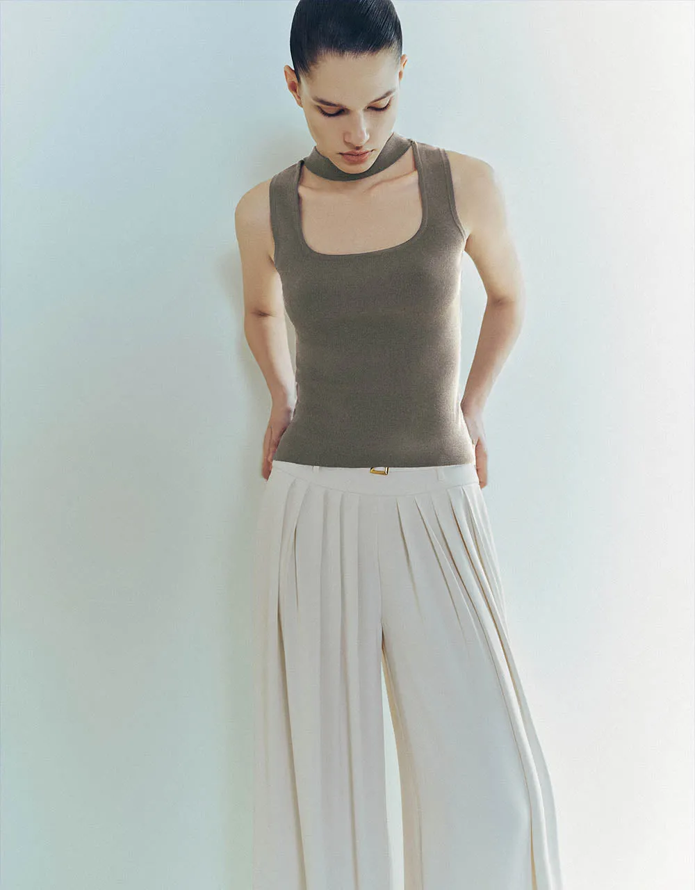 Keyhole Neck Knitted Tank Top