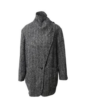 Knit Wrap Coat in Grey Wool by Isabel Marant