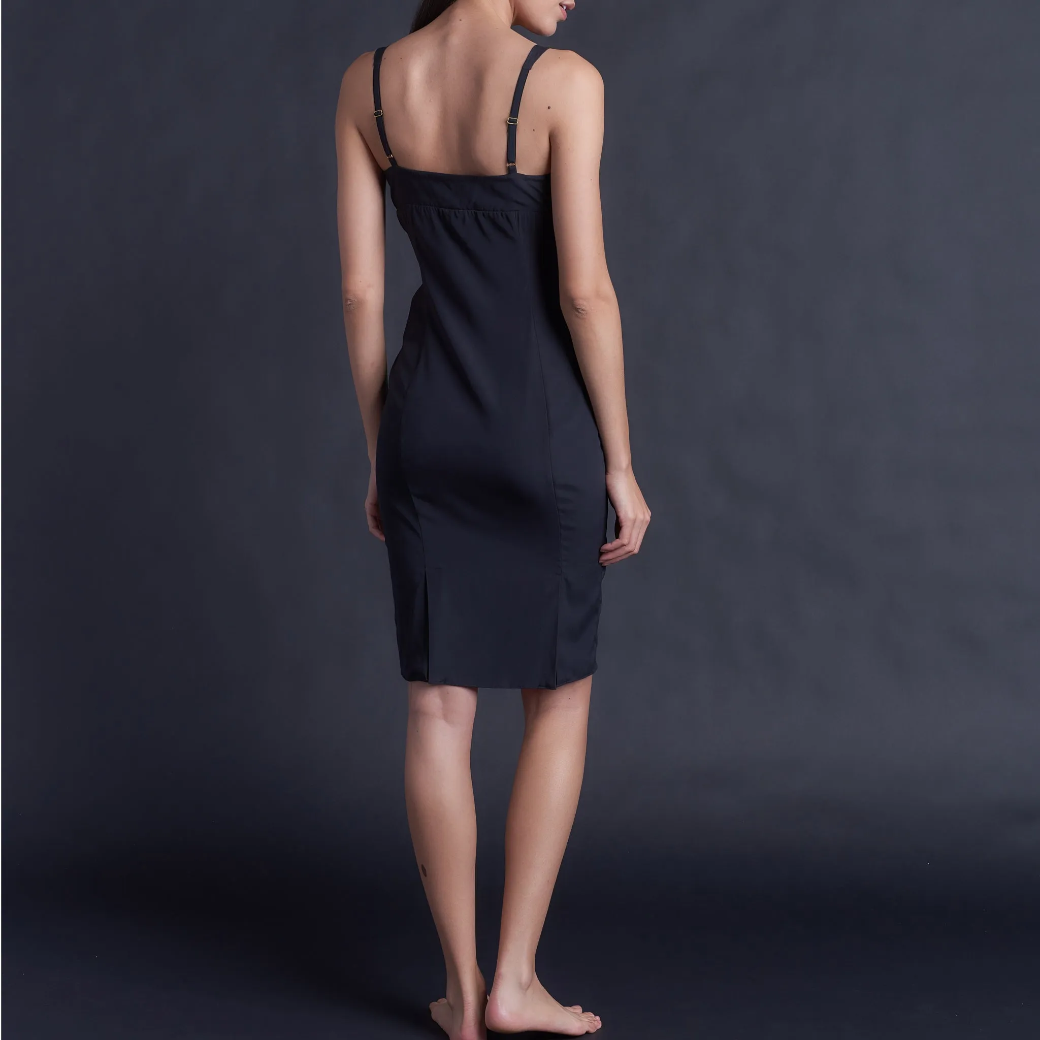 Laetitia Slip in Black Stretch Silk Charmeuse