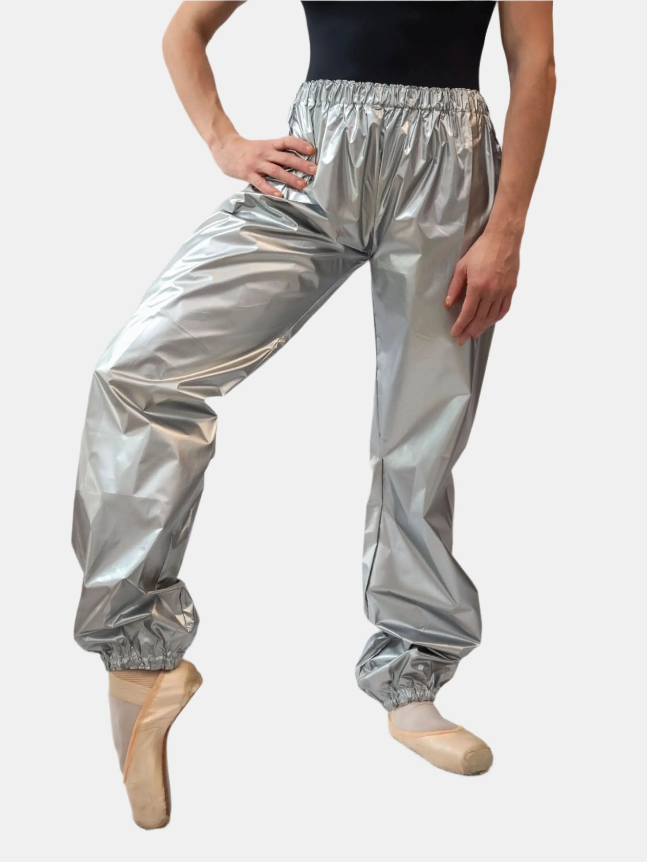 Laminate Silver Warm-Up Dance Trash Bag Pants MP5003