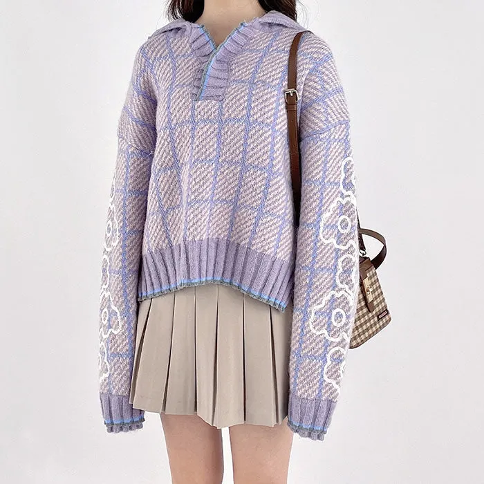 Lavender Plaid Sweater