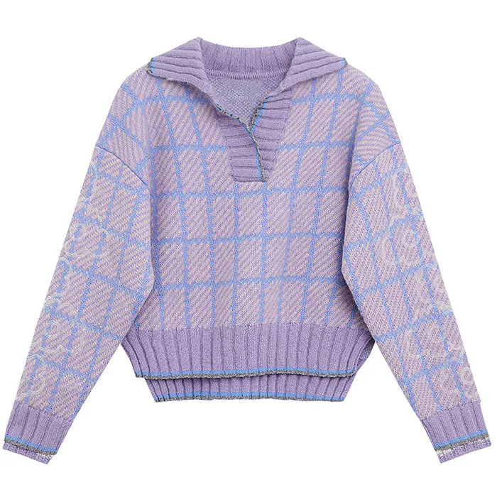 Lavender Plaid Sweater