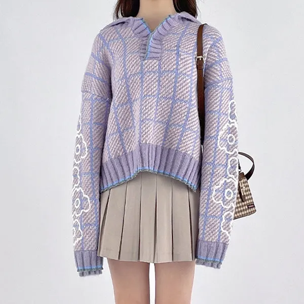 Lavender Plaid Sweater