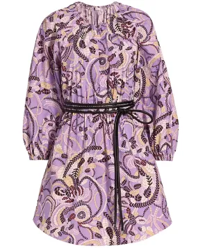 Lavender Print Belted Rosanna Mini Dress