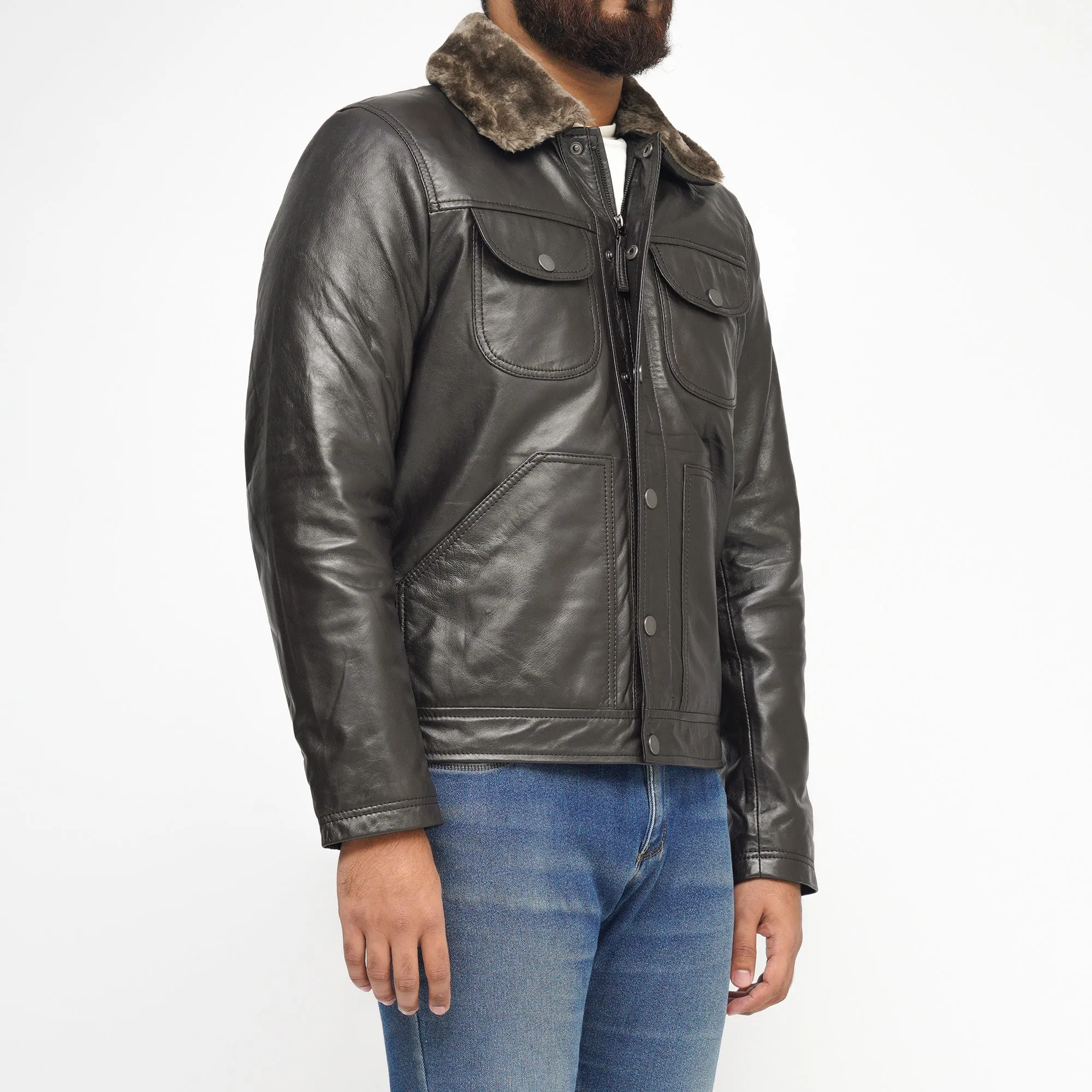 Leather Jacket CLJ-BL-FR-V4