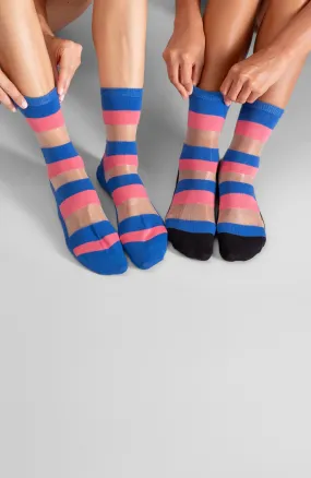 LECHERY® STRIPES SHEER CREW SOCKS (2 PAIRS)