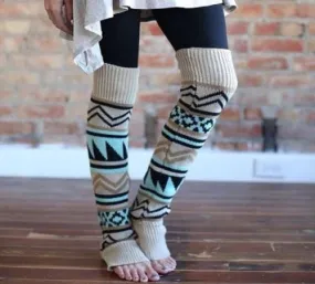 Leg Warmers. Brown, blue, black. My most loved leg warmers! 21 inches.