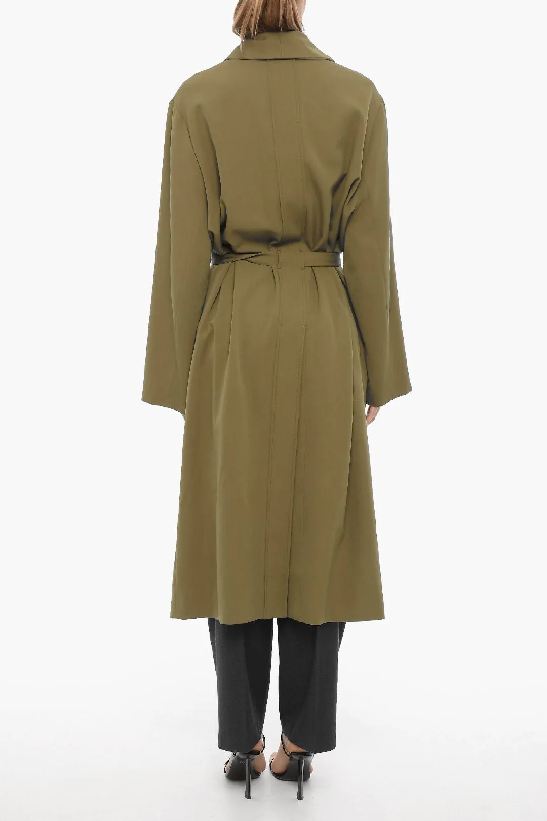 Lemaire Solid Color Virgin Wool Coat with Belt