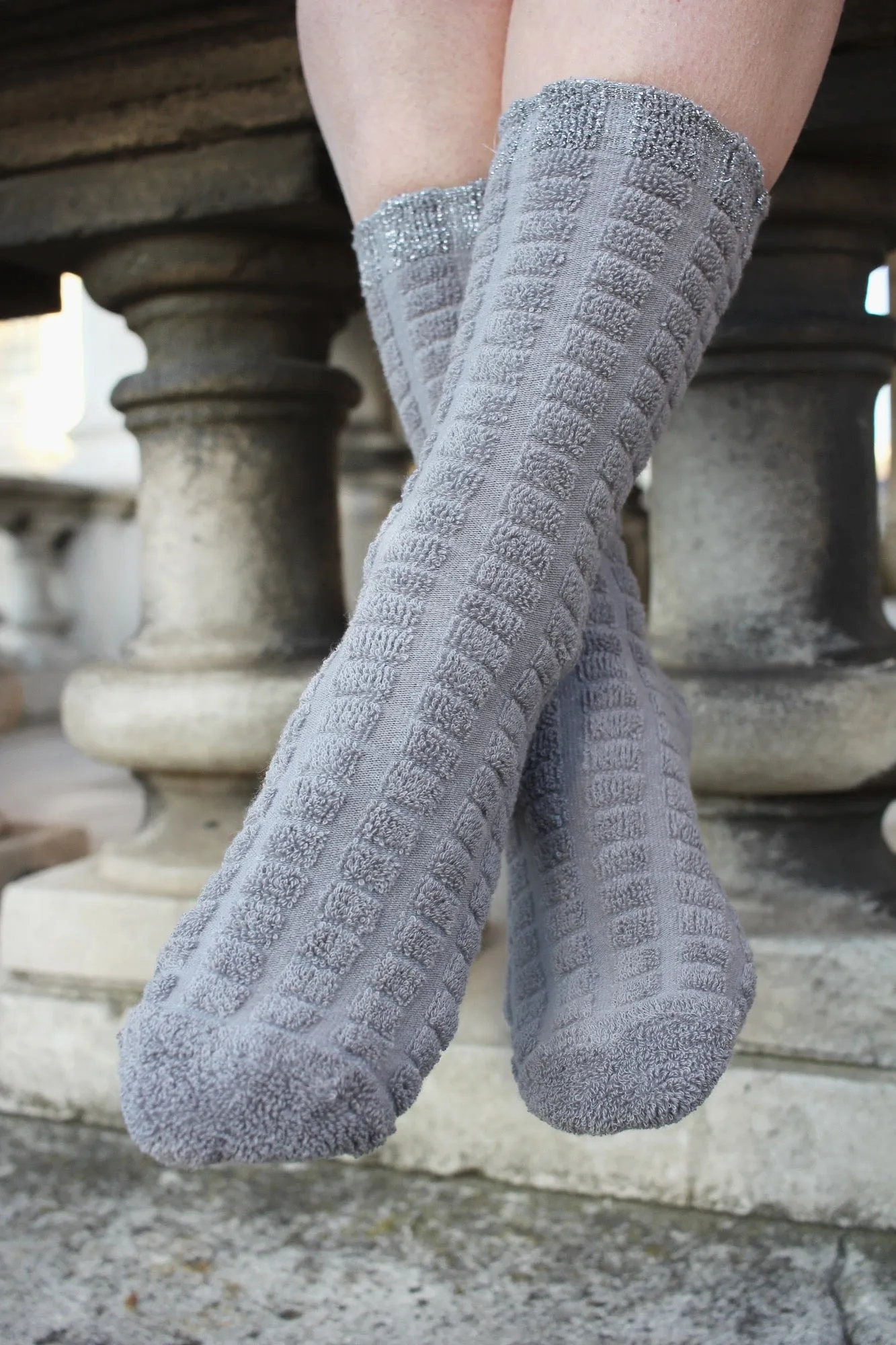 Light Grey With Silver Rim Rich Cotton Socks