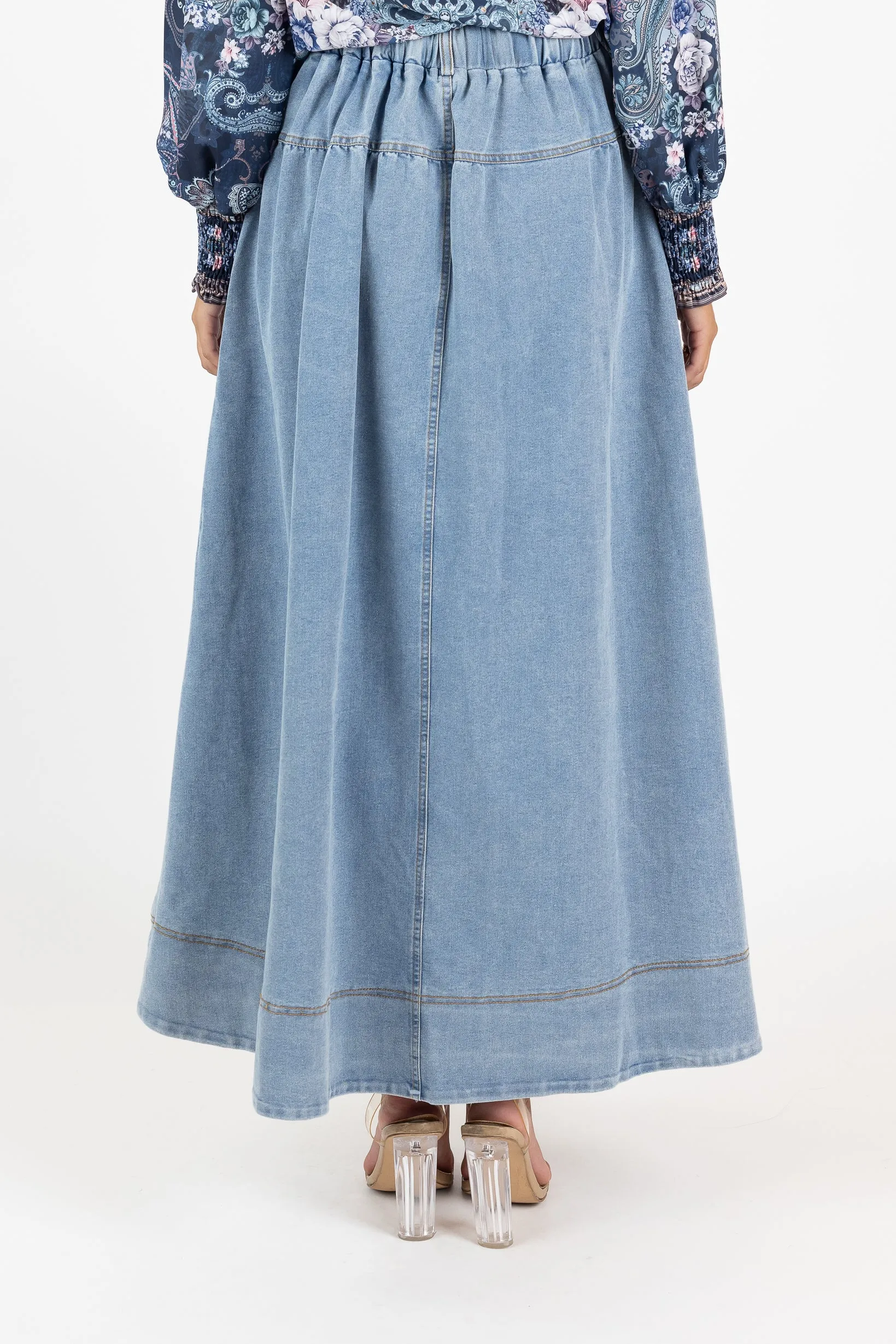 Lilianna Button Denim Skirt