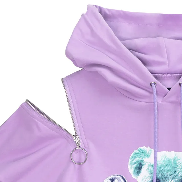 Listen Flavor safety pin bear hoodie