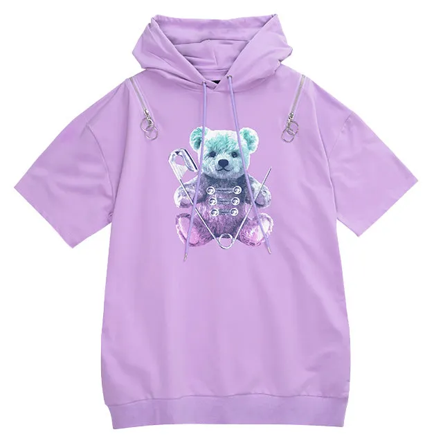 Listen Flavor safety pin bear hoodie