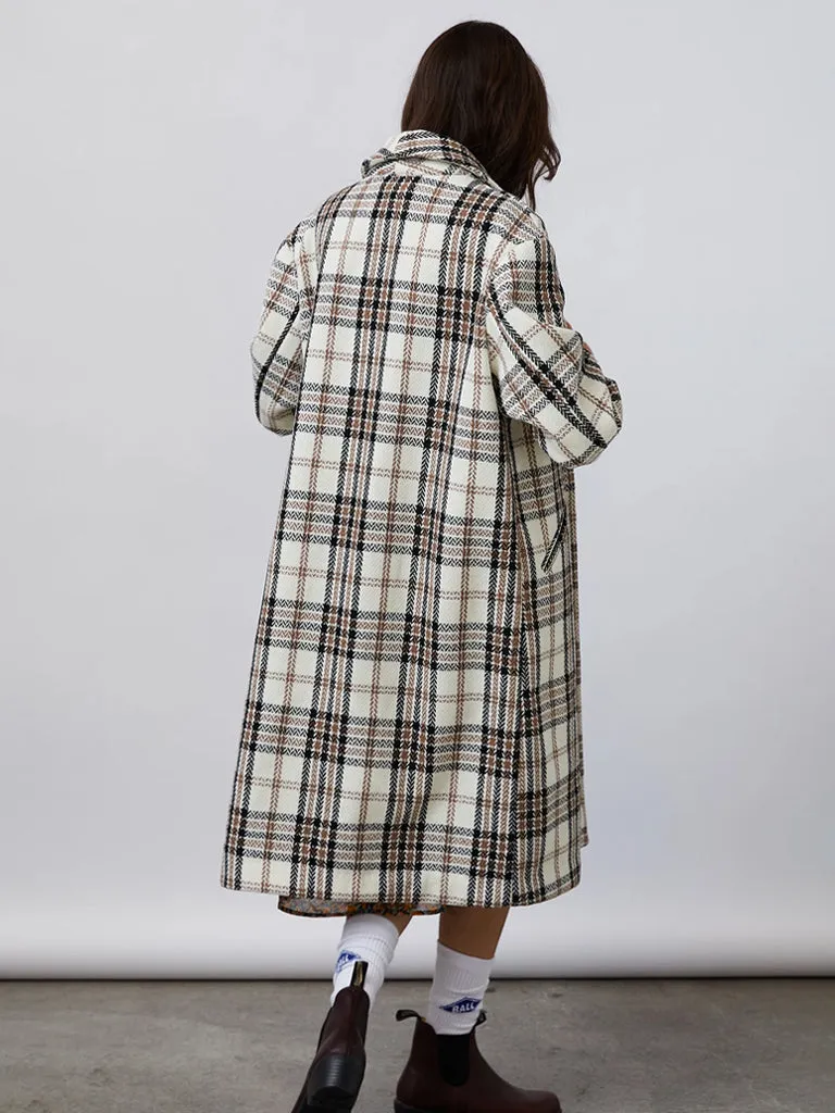 Lolly's Laundry Billie Check Coat in Black & Cream