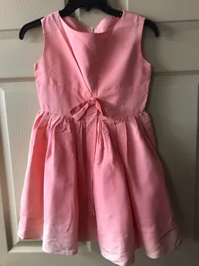 <€€ Vintage Girls Sz 6/7 Satin Sleeveless Salmon Pink Dress Zip Back Skirt Netting