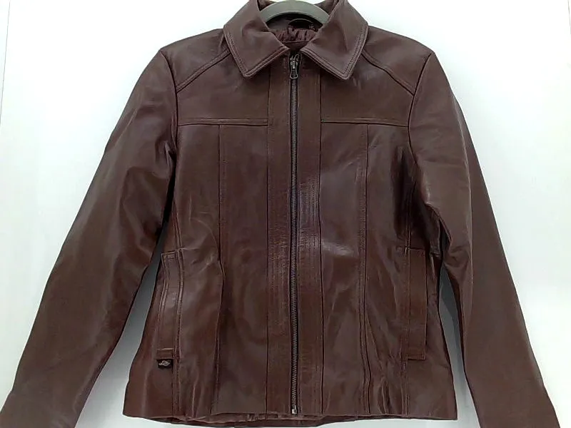 Luis Leather Womens Luis Leather Wool Coat Color Brown Size Medium