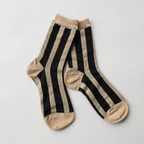 Lurex Stripe Socks in Beige