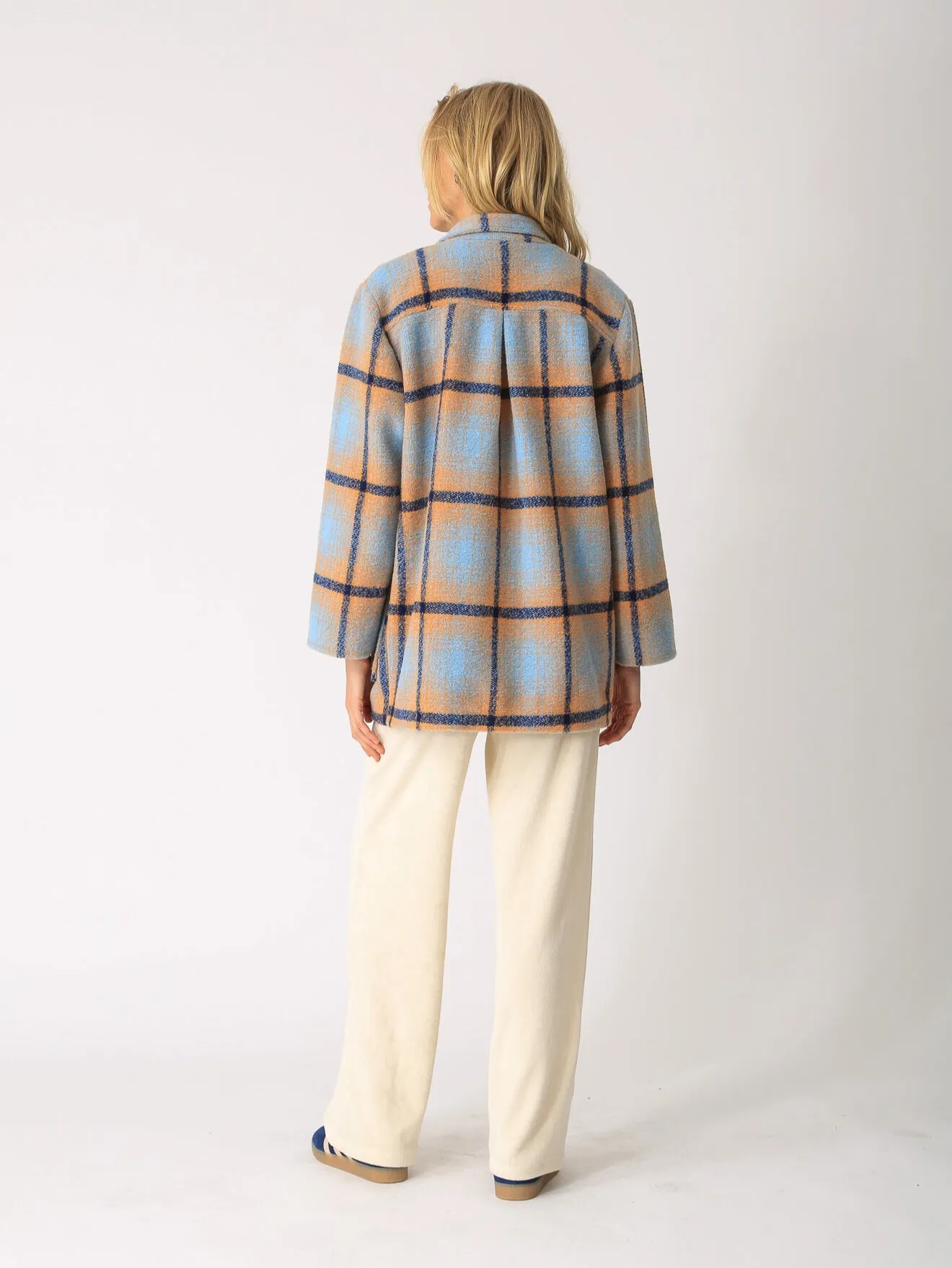 Madison Coat - Frost / Peach Plaid