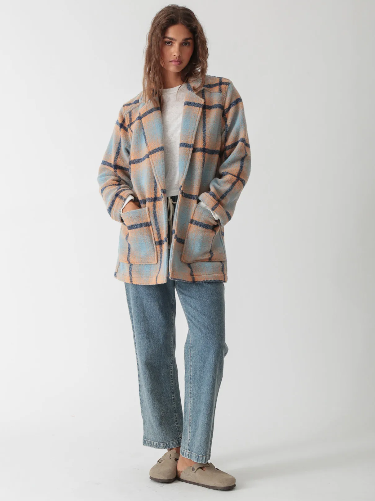 Madison Coat - Frost / Peach Plaid