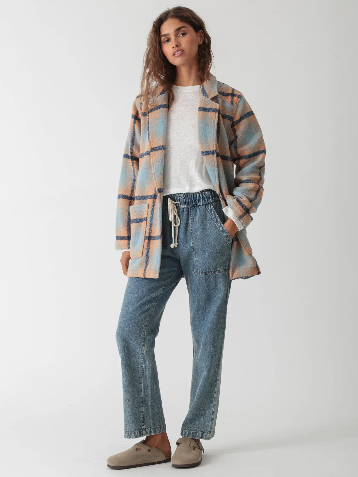 Madison Coat - Frost / Peach Plaid