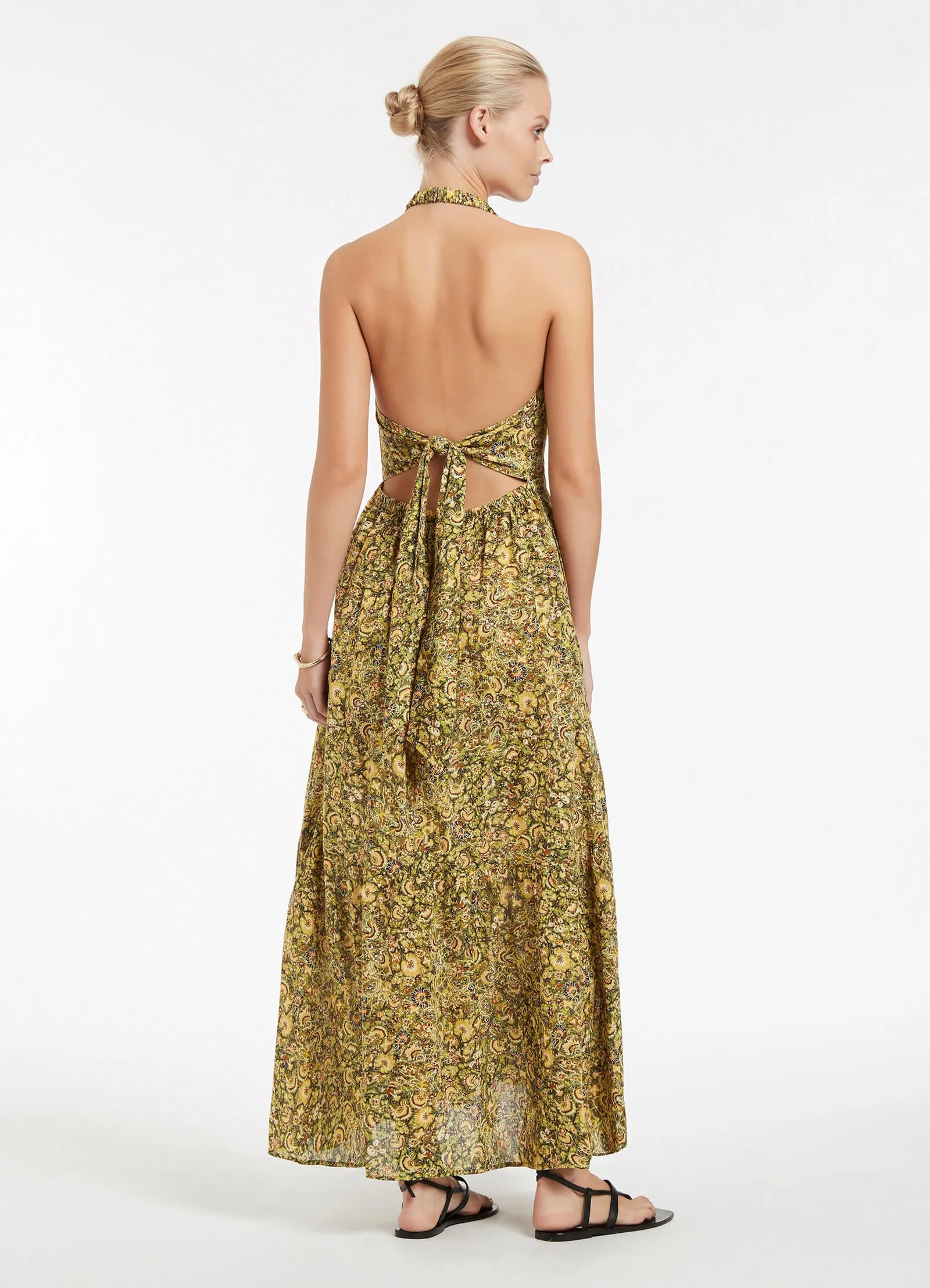 Majorelle Tie Back Maxi Dress - Olive