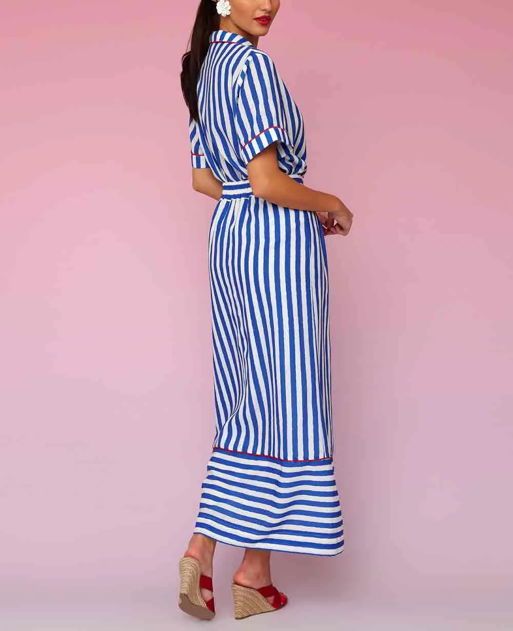 MAXI SKIRT "KATHLEEN" - BLUE/WHITE