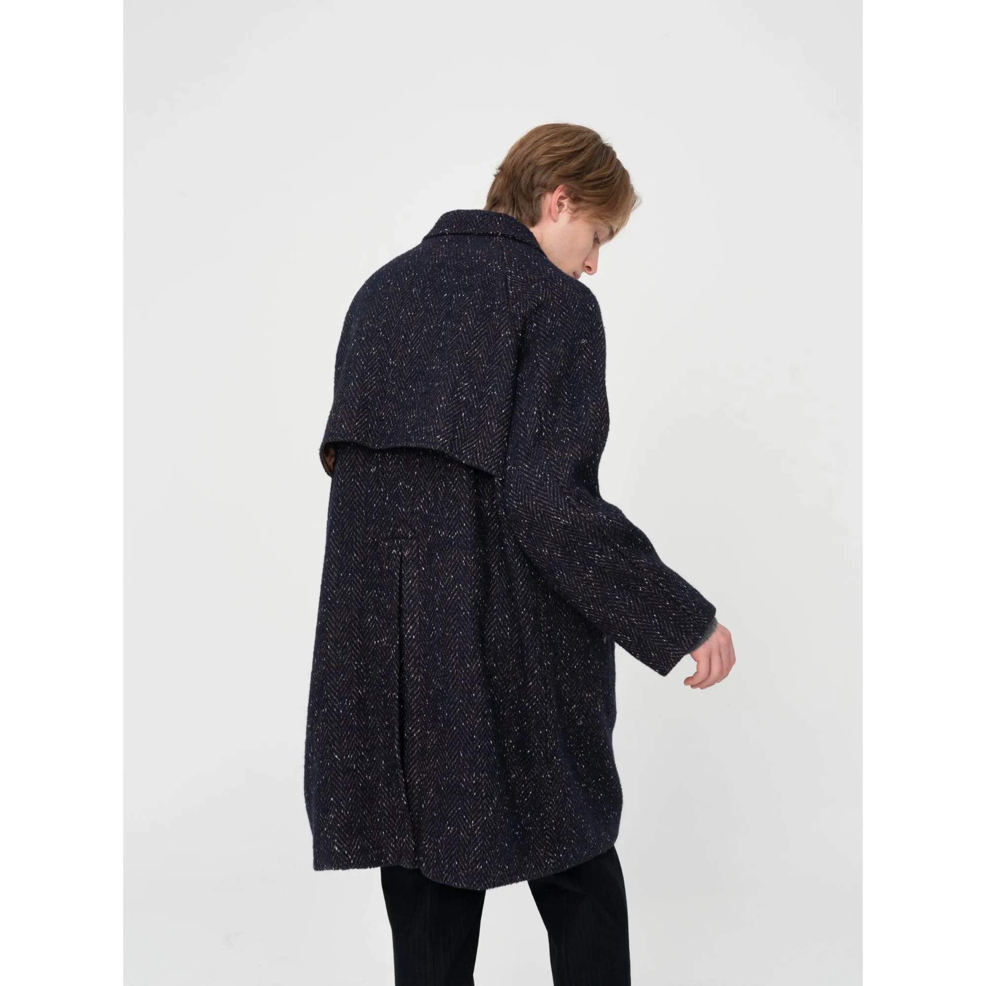 Men Belted Coat - Navy