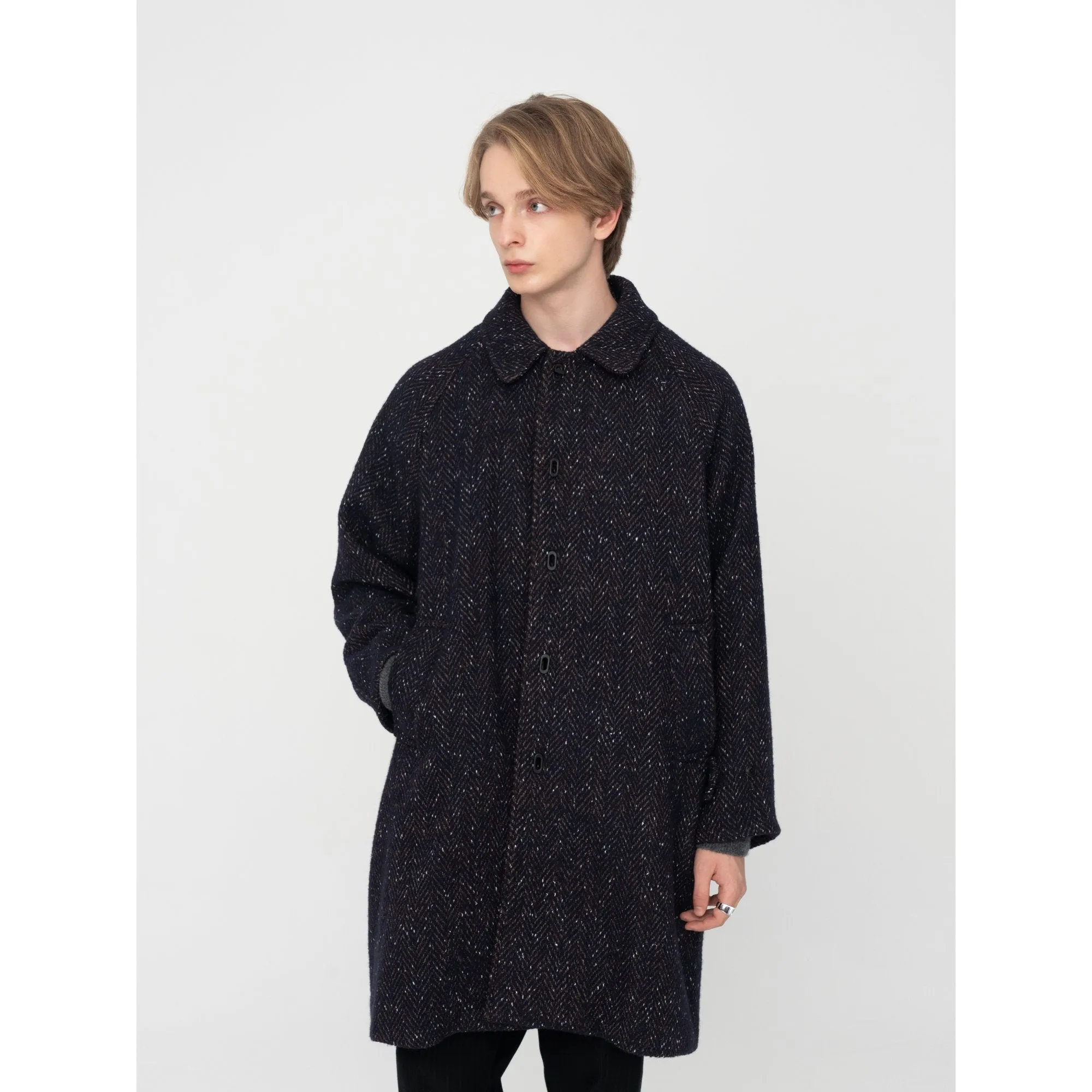 Men Belted Coat - Navy